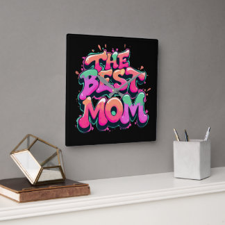 The best mom style graffiti fyrkantig klocka