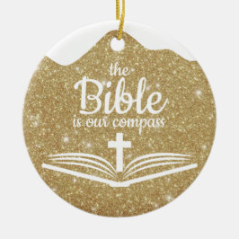 The Bible is our Compass Bible Verse Festive  ⛪️🎄 Julgransprydnad Keramik