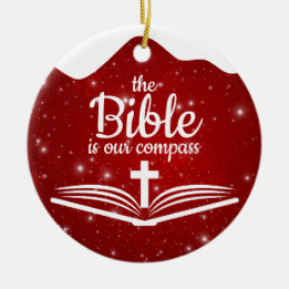 The Bible is our Compass Bible Verse Festive  ⛪️🎄 Julgransprydnad Keramik