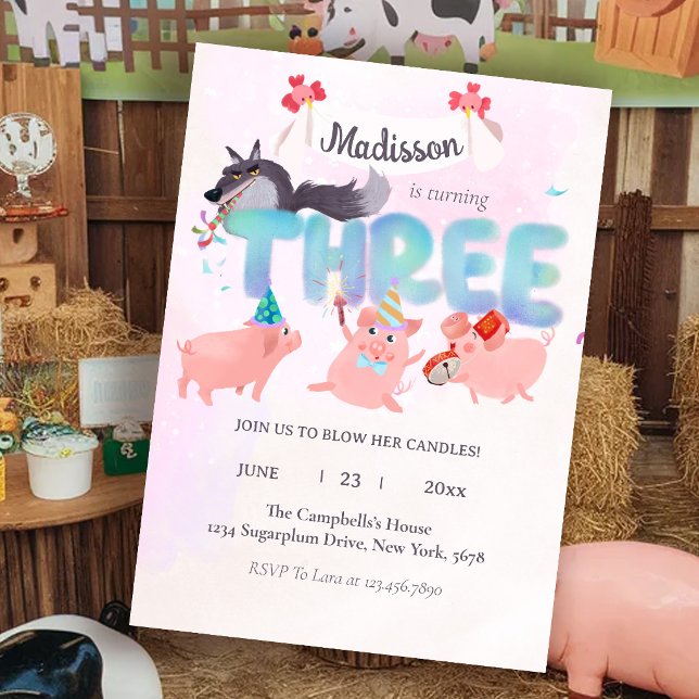 the big bad wolf and three little pigs inbjudningar (Skapare uppladdad)