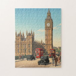 The Big Ben Clock Tower Japanese Woodblock Print Pussel