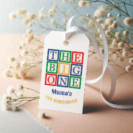 The Big One 1st Birthday Gift Tag ABC Blocks Presentetikett