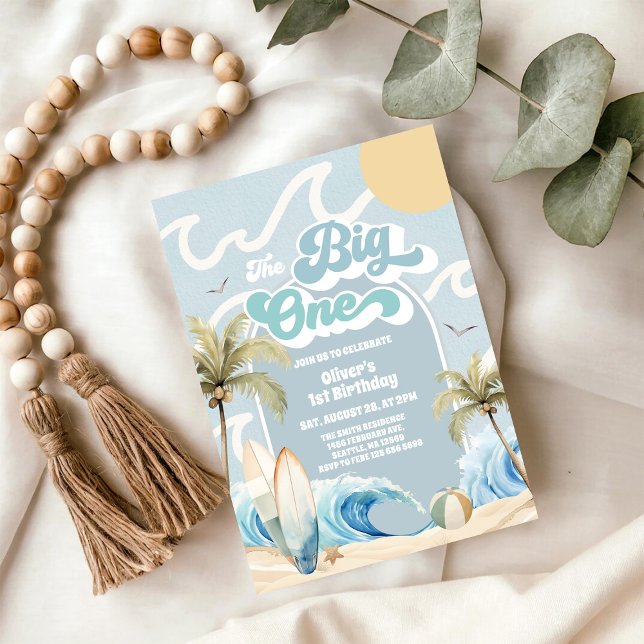 The Big One Beach Party Summer 1st Birthday  Inbjudningar (Skapare uppladdad)
