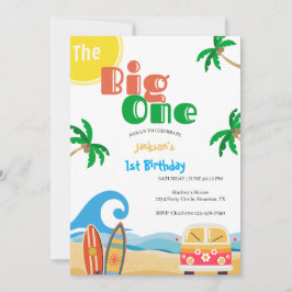 The Big One Beach Surf 1st Birthday Inbjudningar