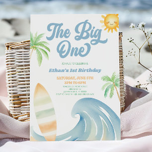 The Big One Beach Surf Blue 1-årsfest Inbjudningar