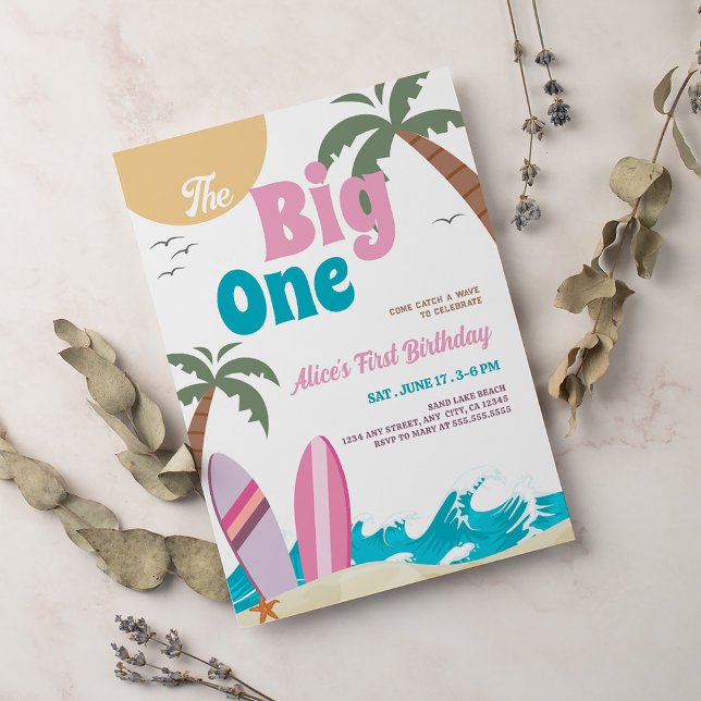 The Big One Modern Surf 1st Birthday Party Inbjudningar (Skapare uppladdad)