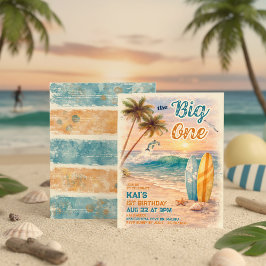 The Big One Retro Surf Beach Birthday  Inbjudningar