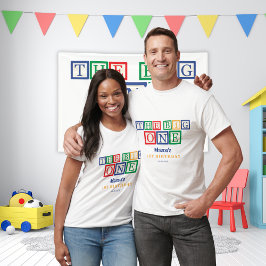 The Big One” Retro Toy Block Birthday Colorful T Shirt