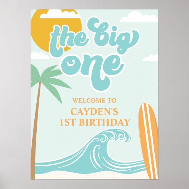 The Big One Surf Beach 1-årsfirande välkomst Poster (Framsidan)