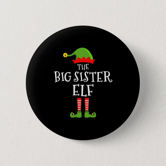 The Big Sister Elf Funny Christmas Matching Family Knapp (Framsida)