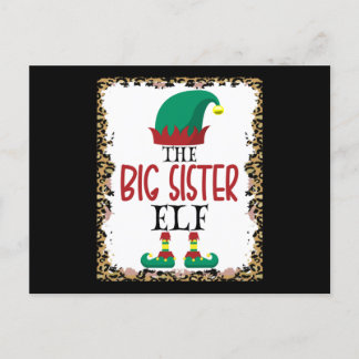 The Big Sister Elf Leopard Elf Christmas Gift Vykort