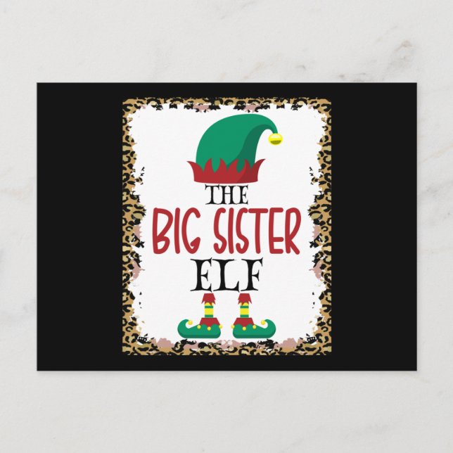 The Big Sister Elf Leopard Elf Christmas Gift Vykort (Framsida)