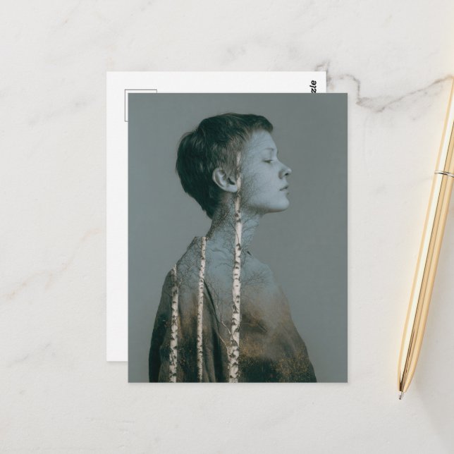 The Birch Tree Woman Vykort (Fram/Back In Situ)