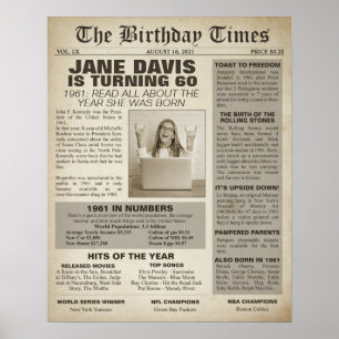 The Birthday Times 1961 Sign för en 60-årsdag Poster