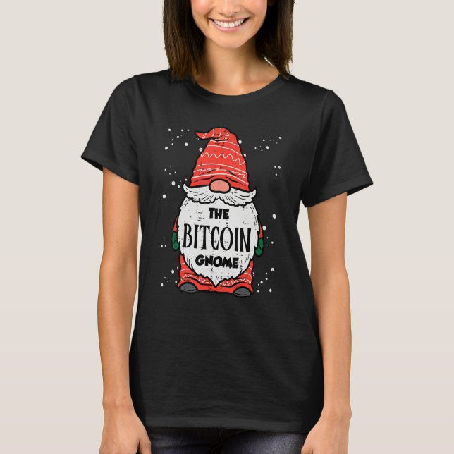 The Bitcoin Gnome Crypto Matching Christmas Family T Shirt (Framsida)