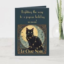 The Black Cat Fairy Lights On Festive Nights Kort