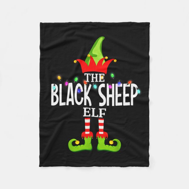 The Black Sheep Elf Christmas Matching Pajamas  Fleecefilt (Framsidan)