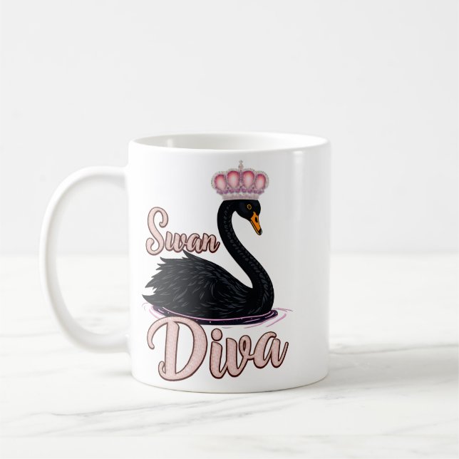 The black swan, queen of the water.  kaffemugg (Vänster)