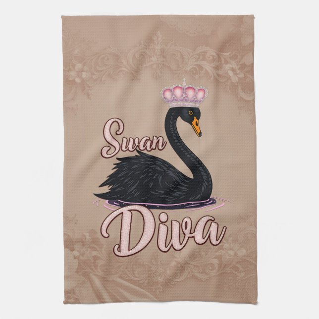 The black swan, queen of the water.  kökshandduk (Vertikal)