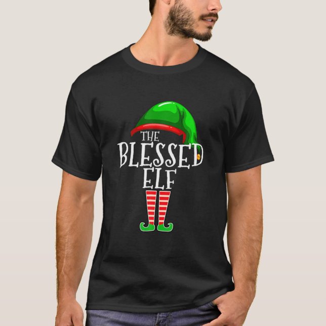 The Blessed Elf Group Matching Family Christmas T Shirt (Framsida)