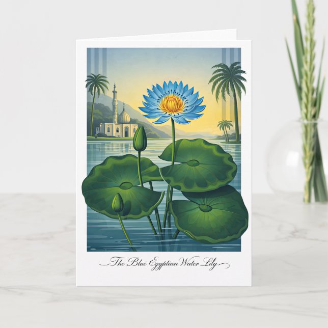 The Blue Egyptian Water Lily — Modern Botanical Re Kort (Framsida)