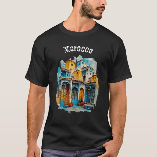The Blue Tapestry: Chefchaouen's Classic Elegance T Shirt (Framsida)