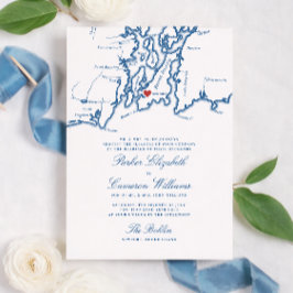 The Bohlin Wedding Invitation – Newport RI Map Inbjudningar