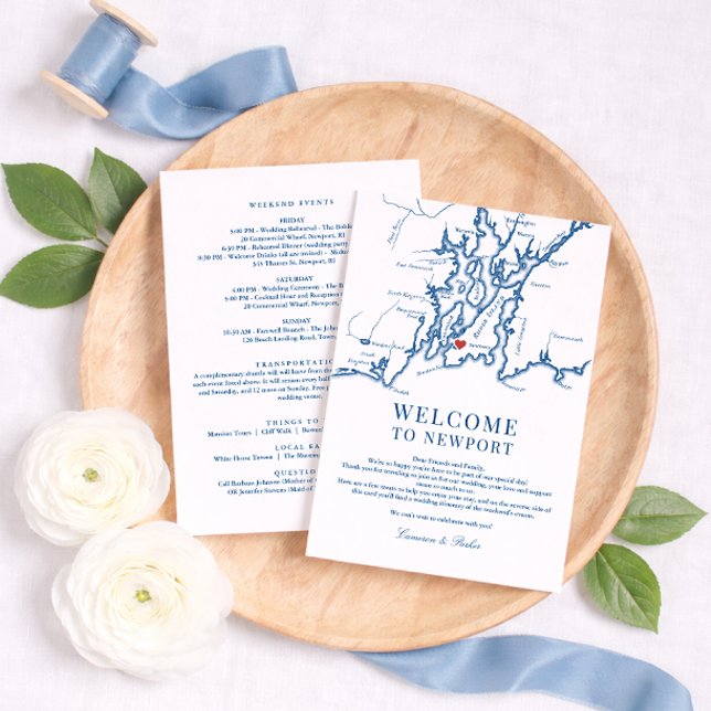 The Bohlin Wedding Weekend Itinerary Card Newport Tack Kort (The Bohlin Wedding Welcome Letter Schedule of Events Wedding Itinerary Card Narragansett Bay )