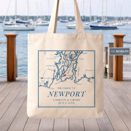 The Bohlin Wedding Welcome Tote Bag Newport RI Map Tygkasse