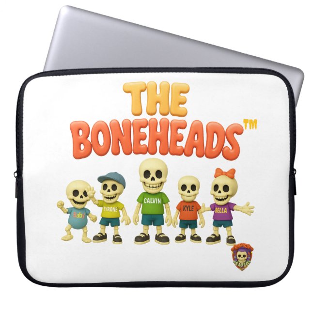 💻 The Boneheads™ Laptop Sleeve – Skeleton Crew (Framsidan)