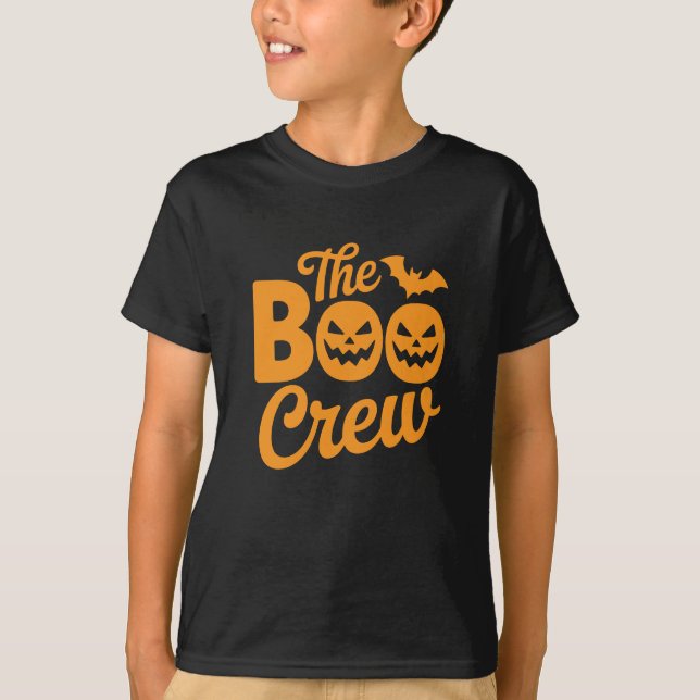 The Boo Crew Jack-O'-Lantern & Fladdermus Hallowee T Shirt (Framsida)