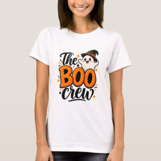 The Boo Crew Orange Ghost Halloween T Shirt