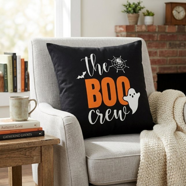 The Boo Crew Orange och Svart Halloween Kudde (The Boo Crew Orange and Black Halloween Throw Pillow)