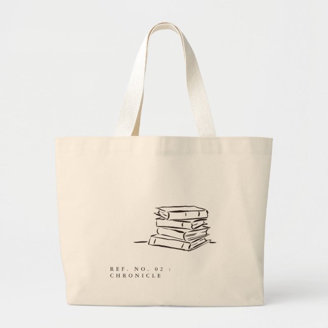The Book Pile- Minimalist Book Lover- Tote Bag Jumbo Tygkasse (Framsidan)
