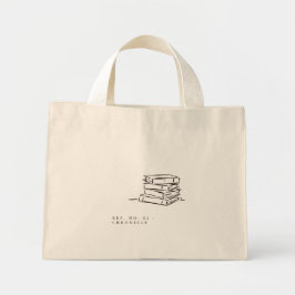 The Book Pile- Minimalist Book Lover- Tote Bag Mini Tygkasse