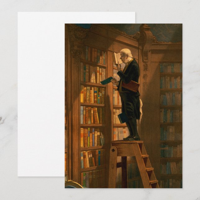 The Bookworm, 1861 av Carl Spitzweg Inbjudningar (Fram/baksida)