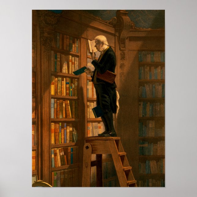 The Bookworm, 1861 av Carl Spitzweg Poster (Framsidan)