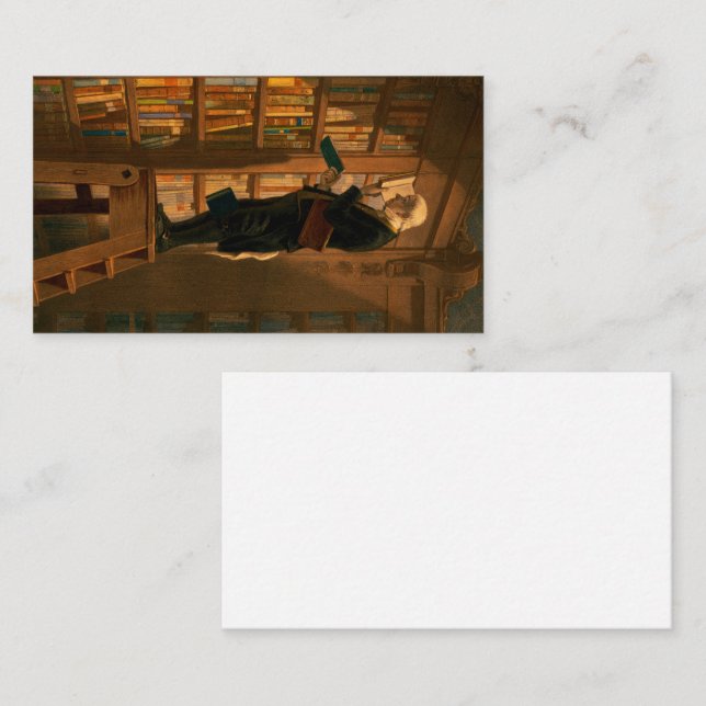 The Bookworm, 1861 av Carl Spitzweg Visitkort (Fram/baksida)