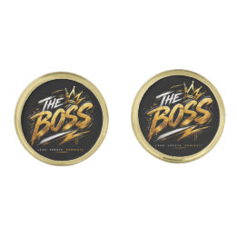 The Boss Crown – Guld Lyxiga Kraftiga Manschettkna Guldpläterade Manschetterknappar