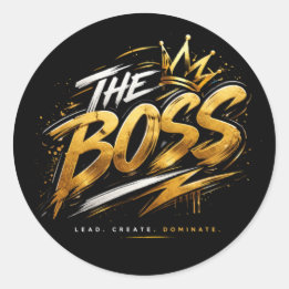 The Boss Crown – Guld Motivation Kraft Klistermärk Runt Klistermärke