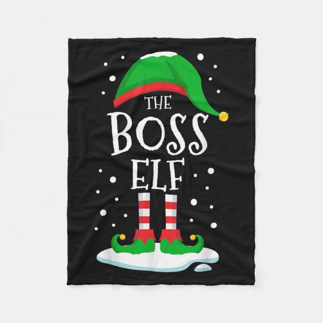 The Boss Elf Christmas Family Matching Xmas Group  Fleecefilt (Framsidan)