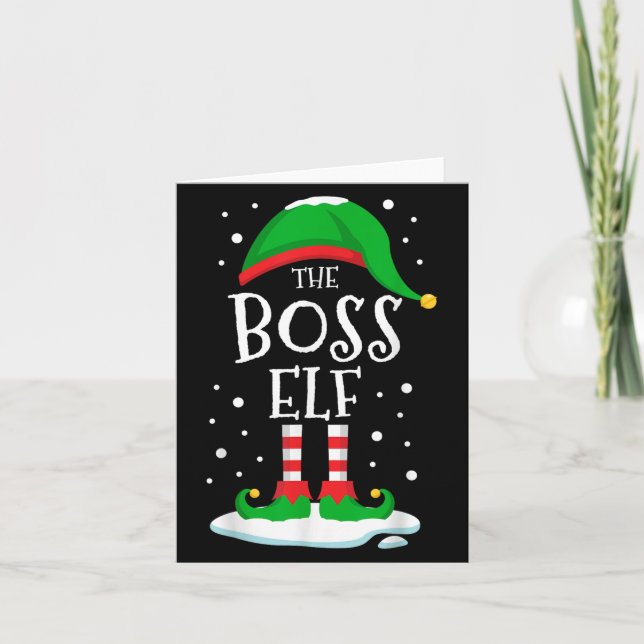 The Boss Elf Christmas Family Matching Xmas Group  Kort (Framsida)