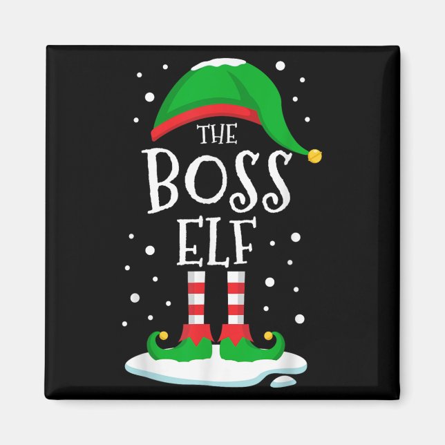 The Boss Elf Christmas Family Matching Xmas Group  Magnet (Framsidan)
