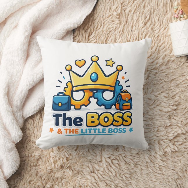 The Boss och The Little Boss Matchande Set Kudde (Filt)