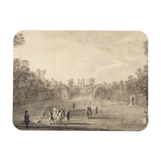 The Bowling Grönt at Claremont, 1738 (engrave) Magnet (Horisontell)