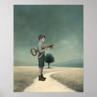 The Boy & His Key | Surreal Storybook Poster