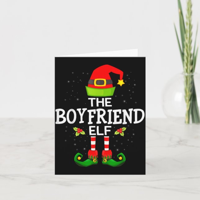 The Boyfriend Elf Christmas Family Matching Pajama Kort (Framsida)