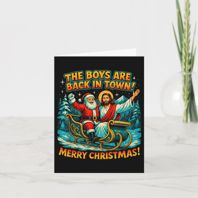 The Boys Are Back In Town Merry Christmas Design  Kort (Framsida)