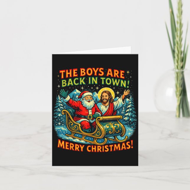 The Boys Are Back In Town Merry Christmas Design  Kort (Framsida)