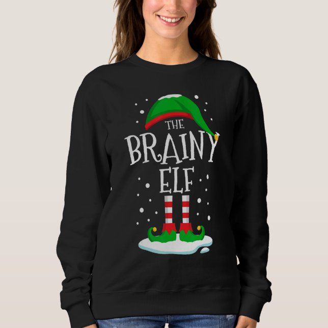 The Brainy Elf Christmas Family Matching Xmas Smar T Shirt (Framsida)